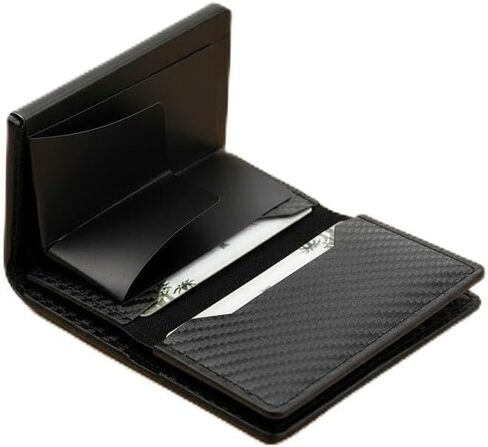 Men's black Card Wallet, RFID Blocking & Carbon Fiber Style, with Quick-Access Card Box, Holds 7-9 Cards & Cash Slot in Saudi Arabia