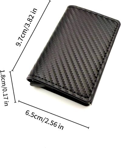 Men's black Card Wallet, RFID Blocking & Carbon Fiber Style, with Quick-Access Card Box, Holds 7-9 Cards & Cash Slot in Saudi Arabia