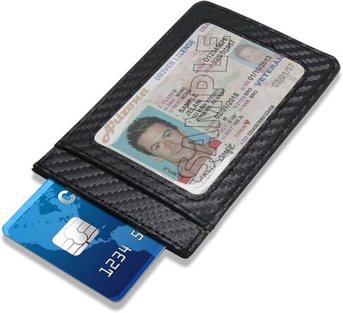 iPick Image Honda Civic Type R Black Carbon Fiber Leather Wallet RFID Block Card Case Money Clip, 4-3/8" x 2-3/4" in Saudi Arabia
