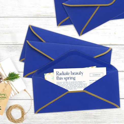 Vivin 30 Packs #10 Business Envelopes, 4-1/8 x 9-1/2 Inches, 24 LB, Blue Envelopes with Gold Stickers for Privacy Documents, Home & Office in Saudi Arabia