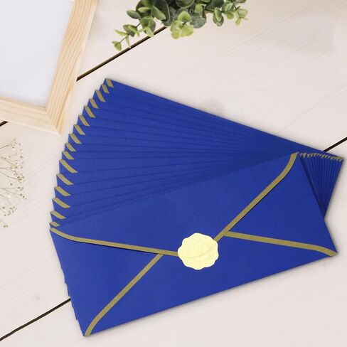 Vivin 30 Packs #10 Business Envelopes, 4-1/8 x 9-1/2 Inches, 24 LB, Blue Envelopes with Gold Stickers for Privacy Documents, Home & Office in Saudi Arabia