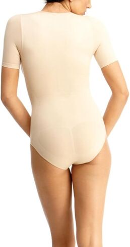 SlimMe Short Sleeve Shapewear Bodysuit, Tummy Control Shirts for Women, Wide Neckline Shapewear Shirt - Sizes Small to XL in Saudi Arabia
