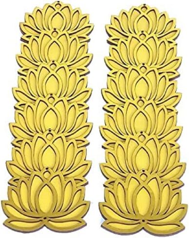 Home White Golden Lotus 4 Inch Set of 12 Wooden Cutout DIY Rangoli Kit | Decorations for Diwali, Dusshera Wedding Rangoli, Pooja, Decorations, Festival Gift (Yellow) in Saudi Arabia