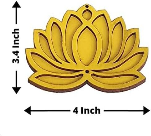 Home White Golden Lotus 4 Inch Set of 12 Wooden Cutout DIY Rangoli Kit | Decorations for Diwali, Dusshera Wedding Rangoli, Pooja, Decorations, Festival Gift (Yellow) in Saudi Arabia