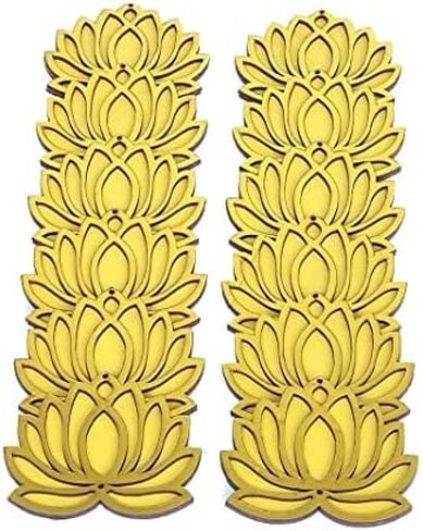 Home White Golden Lotus 4 Inch Set of 12 Wooden Cutout DIY Rangoli Kit | Decorations for Diwali, Dusshera Wedding Rangoli, Pooja, Decorations, Festival Gift (Yellow) in Saudi Arabia