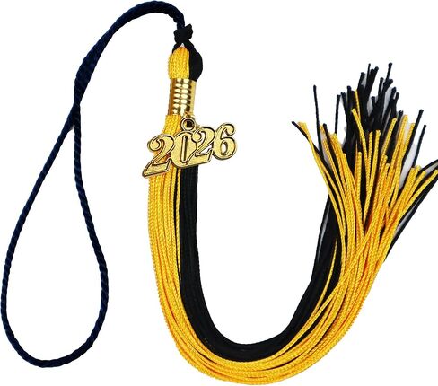 Single Color Graduation Cap Tassel with 2025 Gold Year Charm, 9 Inch Long in Kuwait