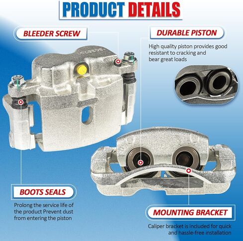 مجموعة فرجار الفرامل مع زوج دعامة أمامية خلفية متوافقة مع شيفروليه 2003-2005 أسترو إكسبريس 2500 2000-2006 تاهو سوبربان 1500 سيلفرادو 1500 فرجار قرص الفرامل 18B4728 18B4729 in Kuwait