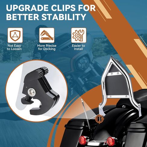 25" Detachable Sissy Bar Backrest for Harley Davidson Touring, Chrome Heavy Duty Steel Passenger Backrest Compatible with Street Glide/Road Glide/Road King/Electra Glide 2009-2024 in Kuwait