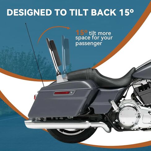 مسند ظهر سيسي بار قابل للفصل مقاس 25 بوصة لجولة Harley Davidson Touring، مسند ظهر للركاب من الفولاذ شديد التحمل من الكروم متوافق مع Street Glide/Road Glide/Road King/Electra Glide 2009-2024 in Kuwait
