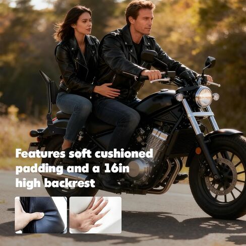 مسند ظهر للركاب الخلفي مقاس 16 بوصة، مسند ظهر سريع التحرير يناسب هوندا CMX100، أسود in Kuwait