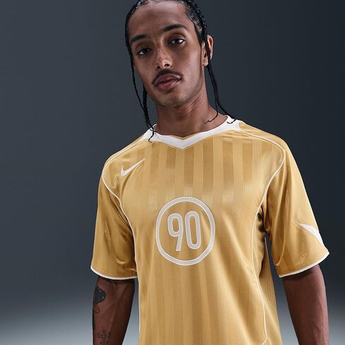 قميص كرة القدم توتال 90 Dri-FIT بأكمام قصيرة للرجال من نايكي (ذهبي للنادي/أبيض ساميت/أبيض ساميت) in Kuwait