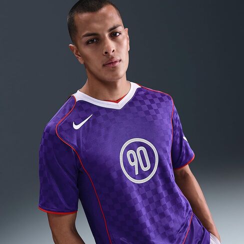 قميص كرة القدم توتال 90 Dri-FIT بأكمام قصيرة للرجال من نايكي (أرجواني/أبيض/أحمر/أبيض) in Kuwait