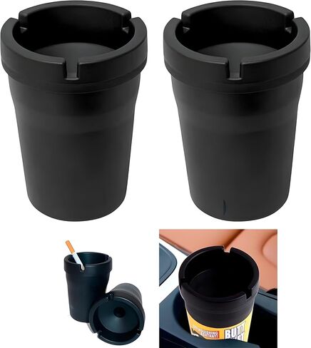 Ash Trays – Jumbo and Regular Size Set – Portable Outdoor & Car Ashtray with Lid – Heavy-Duty Plastic, Windproof, Odor-Reducing Design – For Smokers at Home, Travel, or Patio Use in Saudi Arabia
