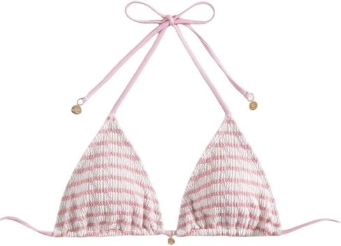 Milumia Women's Striped Halter Triangle Bikini Top Textured Tie Backless Bathing Suit Tops in Saudi Arabia