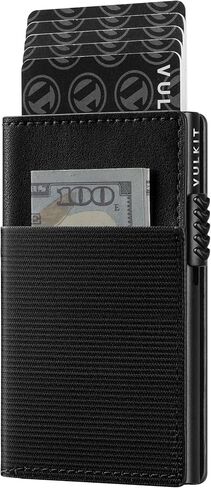 VULKIT Card Holder for Men or Women Slim Card Wallet Minimalist Bifold Credit Card Holder RFID Blocking Pop Up Metal Card Case Magnetic Closure, Stripe Pink in Saudi Arabia