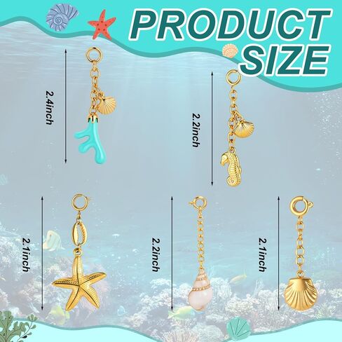 5 Pcs Gold Bikini Jewelry Charms, Women's Bikini Charms Gold Stainless Steel Waterproof and Tarnish Proof Clip on Beach Jewelry for Summer Outfit Accessories Keychain Summer Beach Party in Saudi Arabia
