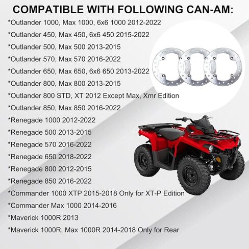 3 عبوات من أقراص الفرامل الأمامية والخلفية المتوافقة مع Can Am ATV UTV Outlander Renegade Commander Maverick 1000 850 800 650 570 500 450 Max 6x6 قرص فولاذي بديل مباشر OEM # 705600999 in Saudi Arabia