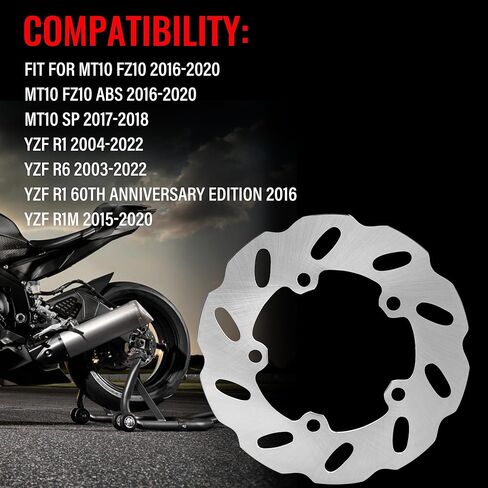 220mm Brake Rotor Disc Rear Compatible with Yamaha YZF R1 R6 2004-2022, Fit for MT10 FZ10 2016-2020, MT10 SP 2017-2018, Update 420 Stainless Steel Motorcycle Rotor in Saudi Arabia