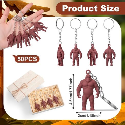 Kigeli 50 Pcs Mini Bigfoot Figurine Keychain Little Big Foot Statue Bag Charms Small Sasquatch Figures Key Chains for Hide and Seek Office Birthday Easter Gifts Backpack Accessories Collectors in Saudi Arabia