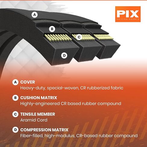 حزام PIX TERMINATOR HXS TR-H5V 236in OC V (12 نطاقًا) - يستبدل المتوافق مع OEM 12-5VK2360، 12/5VP2360، 12-H5VT2360، R5VK2360-12، R5VK2360/12، 12/5V2360K، 12-5V2360K، 5V2360K-12 in Kuwait