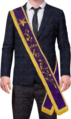 وشاح Past Matron OES P.M Sash أرجواني مخملي مع هامش ذهبي - ملابس احتفالية للنجمة الشرقية in Kuwait