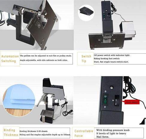 Electric Staplers for Desk, Flat Saddle Binder Stitcher Equipped Stapler with 1~9 Levels Binding Pressure Knob, Foot Pedal Switch, Thickness 30 Sheets, 100 mm Nailing Depth in Kuwait