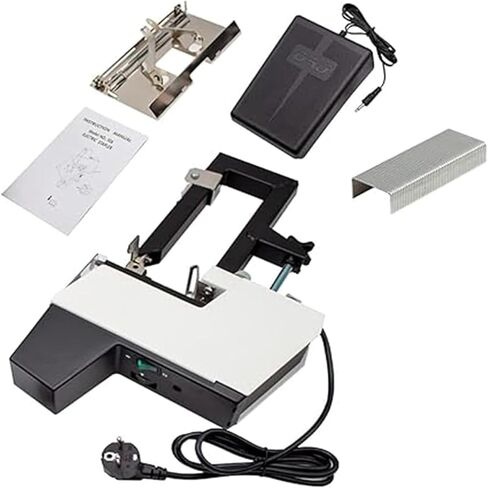 Electric Staplers for Desk, Flat Saddle Binder Stitcher Equipped Stapler with 1~9 Levels Binding Pressure Knob, Foot Pedal Switch, Thickness 30 Sheets, 100 mm Nailing Depth in Kuwait
