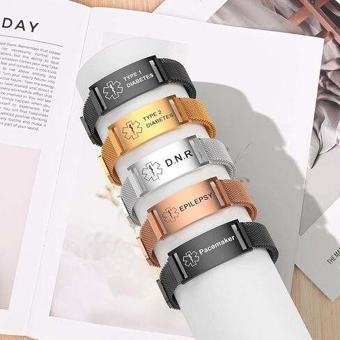 Medical Alert Bracelet for Women Men, Medical Alert ID Adjustable Wristband for Diabetic D.N.R Pacemaker Epilepsy in Saudi Arabia