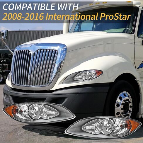 Chrome Left Headlights Assembly Fit for 2008-2016 International ProStar Trucks Halogen Headlamps (Driver Side) in Saudi Arabia
