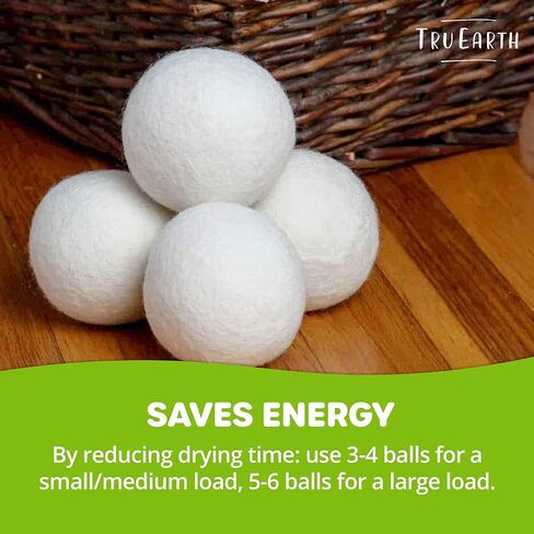 Tru Earth Wool Dryer Balls, Set of 4 XL 100% Wool Anti-Static Balls for Laundry, Reusable & All Natural in Saudi Arabia