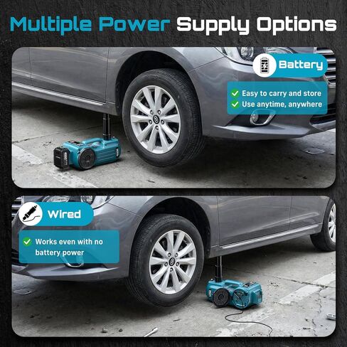 SEESII Electric Cordless Car Jack: 5Ton 21V Battery Hydraulic Car Jack with Built-in Tire Inflator & Universal Wrench, Portable Emergency Tire Change Tool for SUV Sedan MPV Pickup Truck Repair in Saudi Arabia