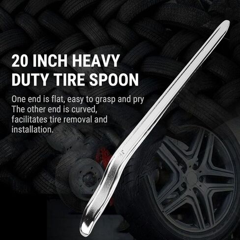 POCREATION Tire Iron Spoon, Heavy Duty Manganese Steel Tire Tool for Cars Motorcycles 20 Inch with Effective Leverage Design and UserFriendly Features (20 Inch, Chrome Plated) in Saudi Arabia