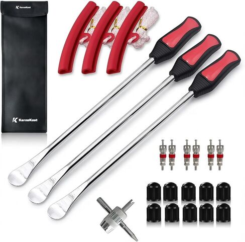 14.5" Tire Spoons Kit – High Leverage Motorcycle Tire Irons & Rim Protectors – Heavy Duty Cr-V Steel Levers for Dirt Bike, ATV, Lawn Mower & Tractor – Includes Valve Tool & Rolling Pouch in Saudi Arabia