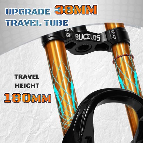 BUCKLOS 26/27.5/29 بوصة شوكة تعليق هوائية MTB للسفر 120 مم، 1-1/8 بوصة أنبوب مستقيم/مدبب QR 9 مم قفل يدوي XC AM شوك أمامية للدراجة الجبلية خفيفة الوزن in Saudi Arabia