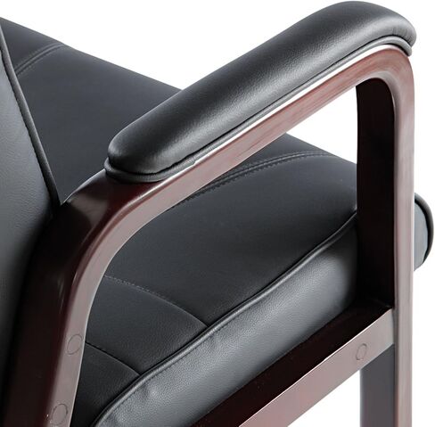 Alera MA43ALS10M Madaris Series Leather Guest Chair W/Wood Trim, Four Legs, Black/Mahogany in Saudi Arabia