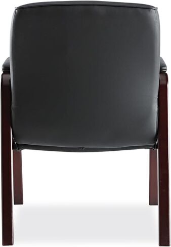 Alera MA43ALS10M Madaris Series Leather Guest Chair W/Wood Trim, Four Legs, Black/Mahogany in Saudi Arabia