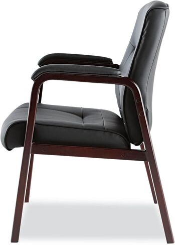 Alera MA43ALS10M Madaris Series Leather Guest Chair W/Wood Trim, Four Legs, Black/Mahogany in Saudi Arabia