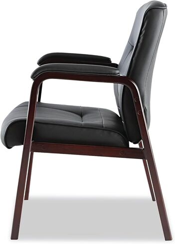 Alera MA43ALS10M Madaris Series Leather Guest Chair W/Wood Trim, Four Legs, Black/Mahogany in Saudi Arabia