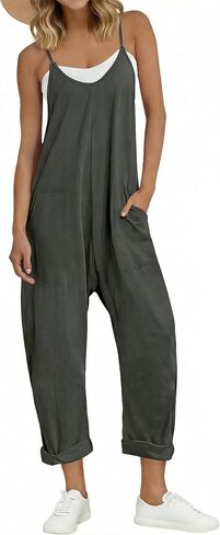 denking Women's Jumpsuit Casual Sleeveless Loose Rompers Summer Beach Vacation Fashion Clothes with Pockets Wide Leg Overalls in Saudi Arabia
