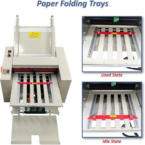 Automatic Paper Folding Machine 2 Plates, Speed Adjustable Desktop Letter Fold, Electric Document Folder with Digital Counter, 110V Folding from 2x3 inches to 12x27 inches in Kuwait