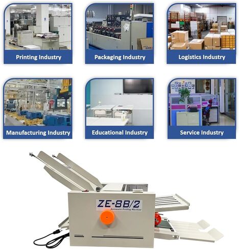 Automatic Paper Folding Machine 2 Plates, Speed Adjustable Desktop Letter Fold, Electric Document Folder with Digital Counter, 110V Folding from 2x3 inches to 12x27 inches in Kuwait