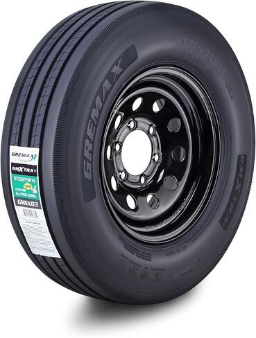مجموعة عجلات إطارات المقطورة الفولاذية بالكامل ST235/80R16 14-Ply G 129M 8 Lug on 6.5 "PCD Black Mod Rim in Kuwait