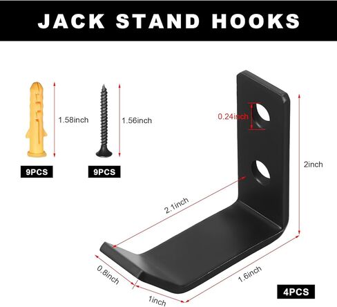 4 PCS Jack Stands Wall Mount Organizer, Heavy Duty Garage Hook Hanger for 2 & 3 & 4 & 5 & 6 Ton Jacks, Universal Car Jack Holder Garage Wall Storage Rack Mount Bracket in Saudi Arabia