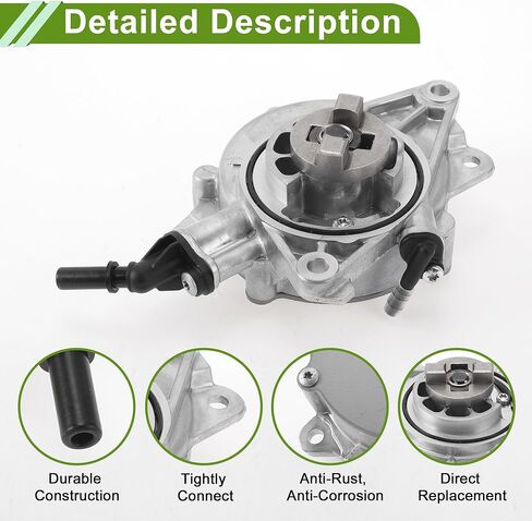 Brake Vacuum Pump No.11667586424 Engine Vacuum Pump for Mini Cooper R56 R57 R58 R60 R61 2011-2016 Aluminum Alloy Silver Tone 1 Pc in Saudi Arabia