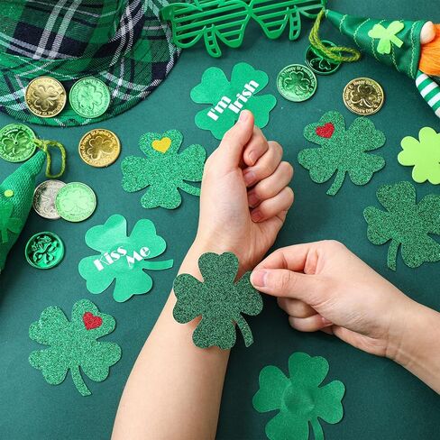 12 Pairs St. Patrick's Day Breast Pasties Disposable Satin Glitter Nipple Covers Kiss Me I'm Irish Adhesive Breast Pasties for Rave Parties Lingerie Festival Green and Gold Accessory in Saudi Arabia