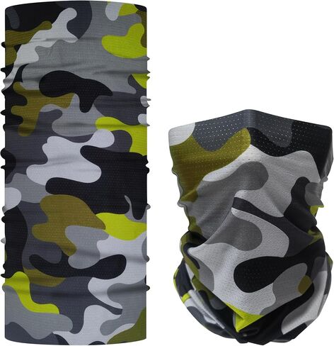 قناع تبريد للرقبة باللون الرمادي المموه من Bilymate - حماية من أشعة الشمس بعامل حماية من أشعة الشمس 50+، شبكة مسامية، غطاء رأس أنبوبي بدون خياطة للرجال والنساء - عصابة رأس متعددة الوظائف in Kuwait