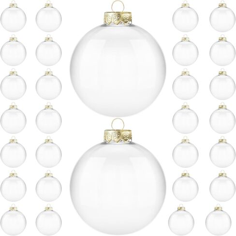 Clear Plastic Ornaments for Crafts Fillable(30 Pack, 3.15 Inch) Fillable Hanging Ornaments for Christmas Decor (Silver and Clear) in Saudi Arabia