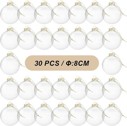 Clear Plastic Ornaments for Crafts Fillable(30 Pack, 3.15 Inch) Fillable Hanging Ornaments for Christmas Decor (Silver and Clear) in Saudi Arabia