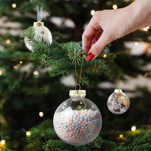 Clear Plastic Ornaments for Crafts Fillable(30 Pack, 3.15 Inch) Fillable Hanging Ornaments for Christmas Decor (Silver and Clear) in Saudi Arabia