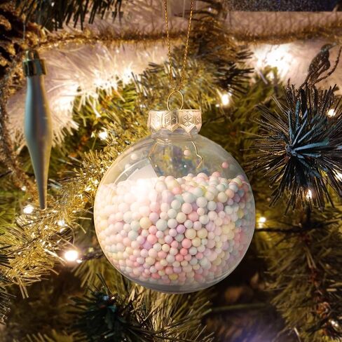 Clear Plastic Ornaments for Crafts Fillable(30 Pack, 3.15 Inch) Fillable Hanging Ornaments for Christmas Decor (Silver and Clear) in Saudi Arabia